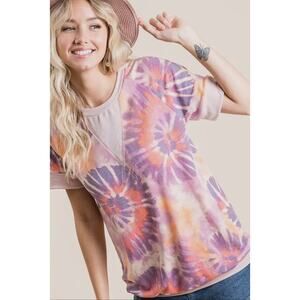 Lovely Melody - Elma French Terry Tie Dye Swirl Raglan Top